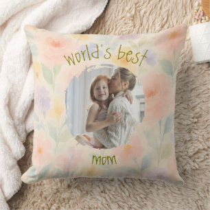 Personalized 'World's Best Mom' Floral Pillow