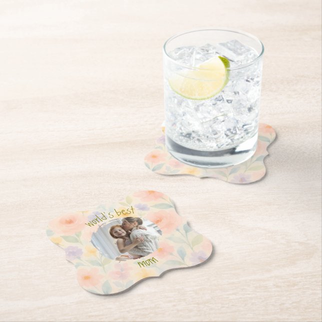 Personalized 'World's Best Mom' Paper Coaster (Insitu)