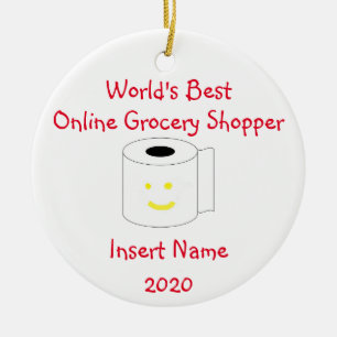 Personalized World's Best Online Grocery Shopper Ceramic Ornament