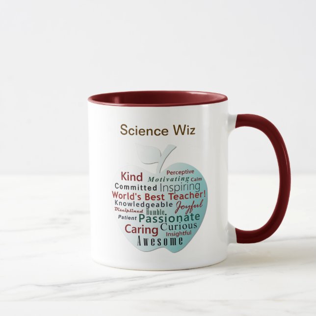 Personalized World's Best Teacher, Apple Qualities Mug (Right)