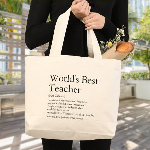 Personalized World's Best Teacher Definition Large Tote Bag