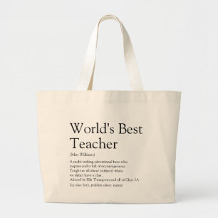 Personalized World's Best Teacher Definition Large Tote Bag