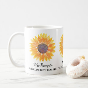 Personalized World's Best Teacher Sunflower   Coffee Mug