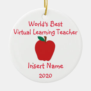 Personalized World's Best Virtual Learning Teacher Ceramic Ornament