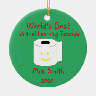 Personalized World's Best Virtual Learning Teacher Ceramic Ornament
