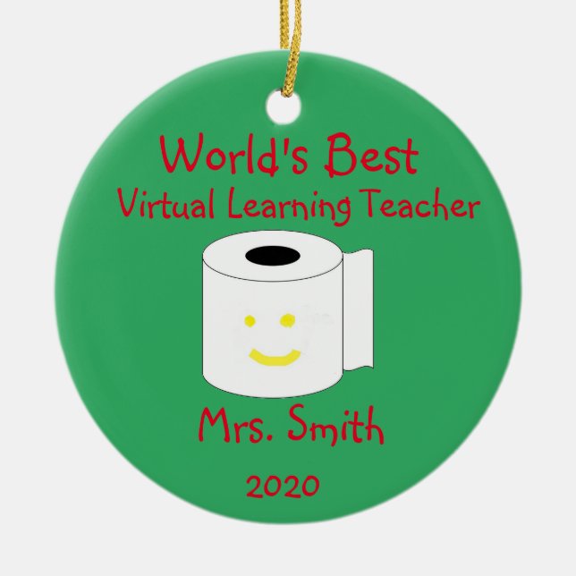 Personalized World's Best Virtual Learning Teacher Ceramic Ornament (Front)