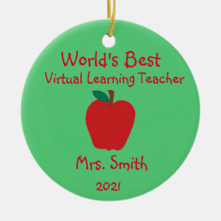 Personalized World's Best Virtual Learning Teacher Ceramic Ornament