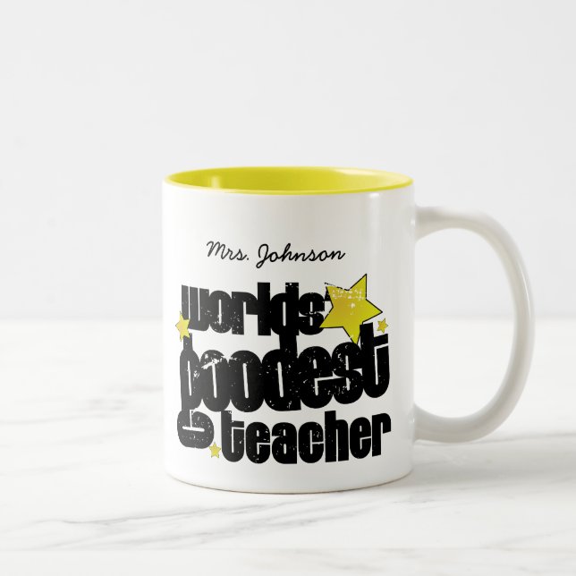 Personalized Worlds' goodest teacher Two-Tone Coffee Mug (Right)