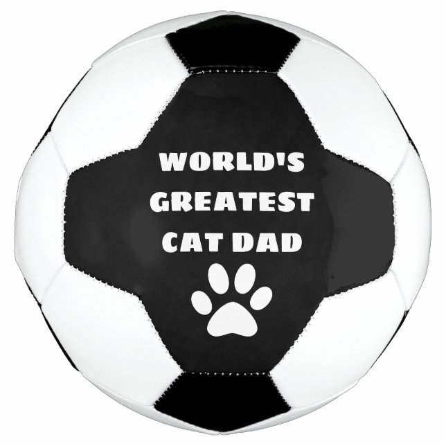 Personalized World's Greatest Cat Dad Custom Text Soccer Ball (Front)