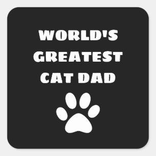 Personalized World's Greatest Cat Dad Custom Text Square Sticker