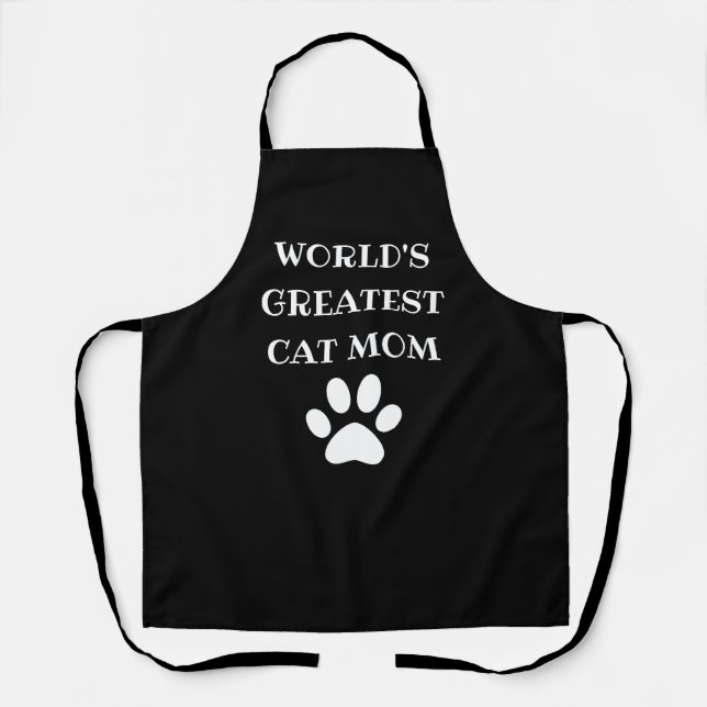 Personalized World's Greatest Cat Mom Custom Text Apron (Front)