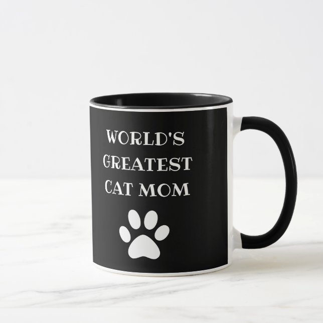 Personalized World's Greatest Cat Mom Custom Text Mug (Right)