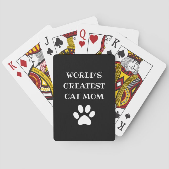 Personalized World's Greatest Cat Mom Custom Text Playing Cards (Back)