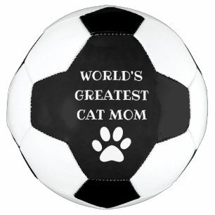 Personalized World's Greatest Cat Mom Custom Text Soccer Ball