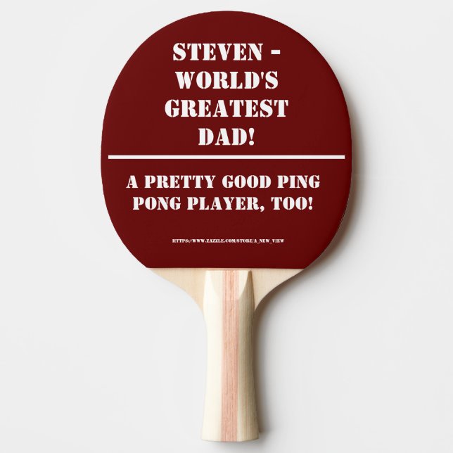 Personalized World's Greatest Dad Ping Pong Paddle (Front)