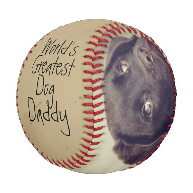 Personalized Worlds Greatest Dog Dad Fathers Day Baseball (Angled)