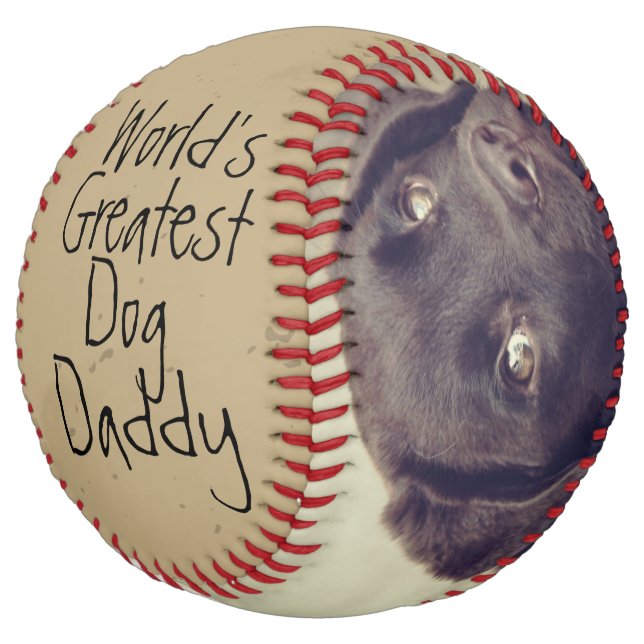 Personalized Worlds Greatest Dog Dad Fathers Day Softball (Angled)