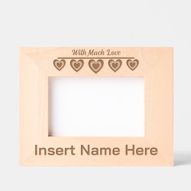 Personalized Woth Much Love, Cute Hearts Art Etched Frames (Front)
