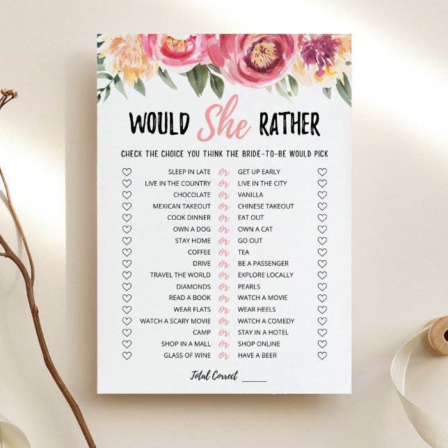Personalized Would She Rather Bridal Shower Card (Creator Uploaded)