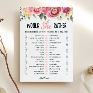 Personalized Would She Rather Bridal Shower Card