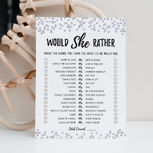 Personalized Would She Rather Bridal Shower Card