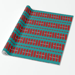 Personalized Wrapping Paper, Turquoise and Brick Paper