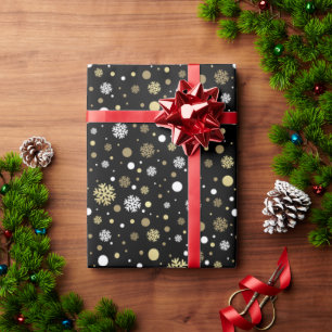 Personalized Wrapping Paper With Gold Snowflakes