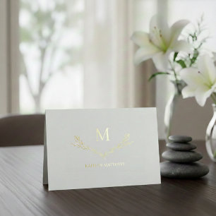 Personalized Wreath Monogram Initial Foil Card