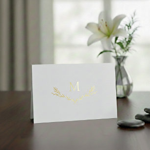 Personalized Wreath Monogram Initial Foil Card