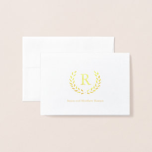 Personalized Wreath Monogram Initial, Foil Card