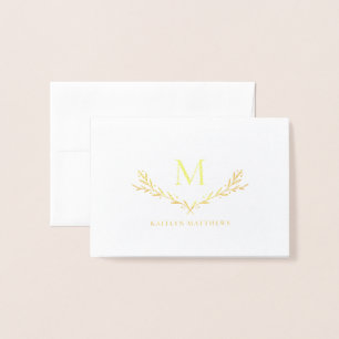Personalized Wreath Monogram Initial Foil Card