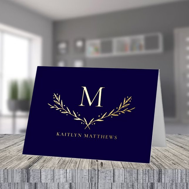 Personalized Wreath Monogram Initial Real Foil Greeting Card (Creator Uploaded)