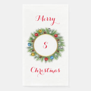 Personalized Wreath Paper Guest Towel Napkin
