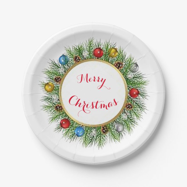 Personalized Wreath Paper Plate (Front)