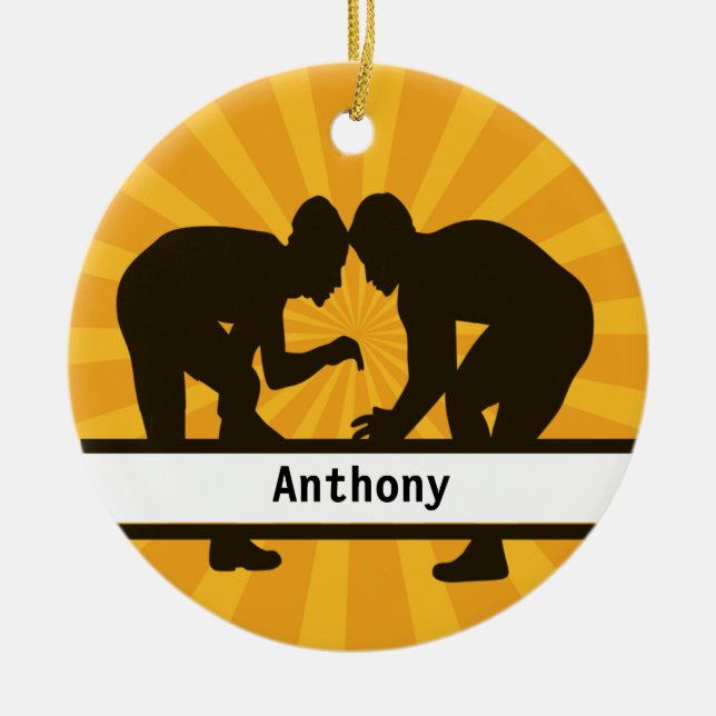 Personalized Wrestlers  Christmas Ornament (Front)