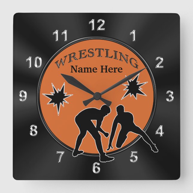 Personalized Wrestling Bedroom Decor, CLOCK (Front)