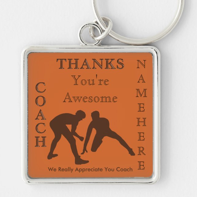 PERSONALIZED Wrestling Gifts for Coaches Keychain (Front)