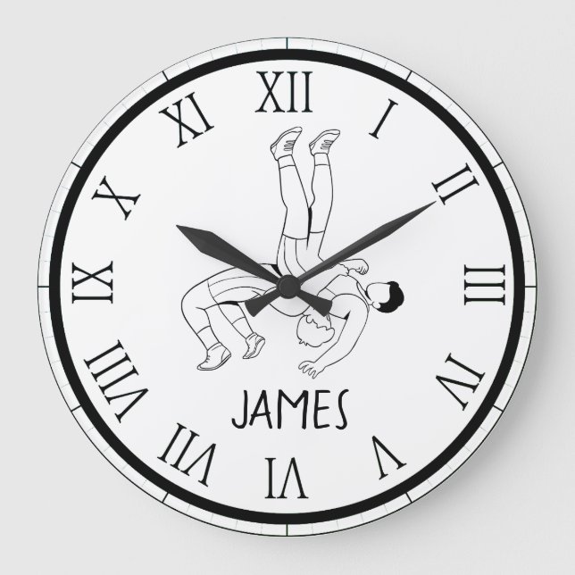 PERSONALIZED Wrestling  Large Clock (Front)
