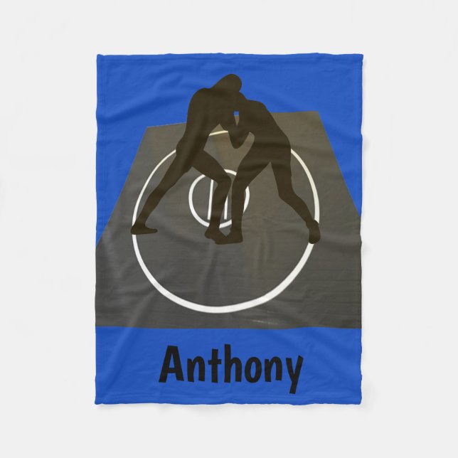 Personalized Wrestling On The Mat Fleece Blanket (Front)