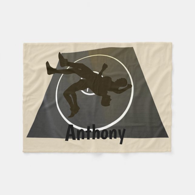 Personalized Wrestling On The Mat Fleece Blanket (Front (Horizontal))