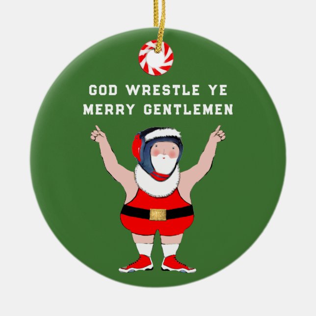 Personalized Wrestling Wrestler Ceramic Ornament (Front)
