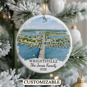 Personalized Wrightsville Ornament, North Carolina Ceramic Ornament