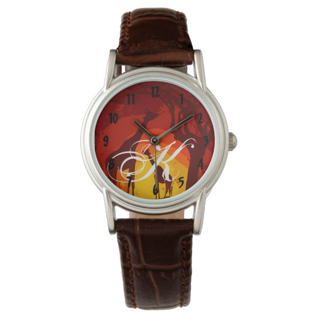 Personalized Wrist Watch African Safari Giraffe Su (Front)