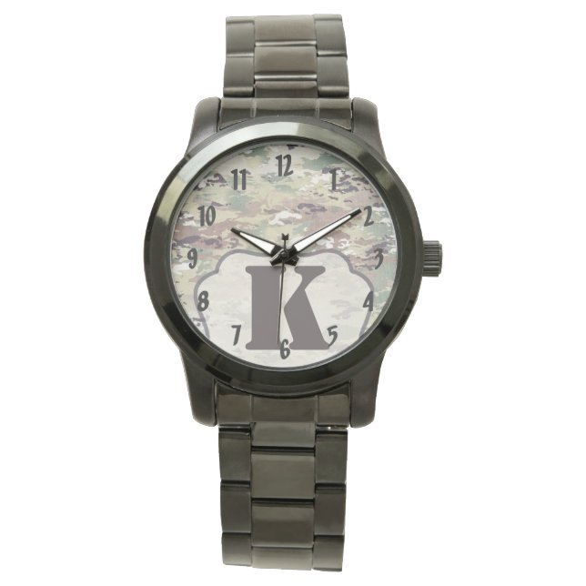 Personalized Wrist Watch Army OCP Camo Uniform Cam (Front)