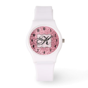 Personalized Wrist Watch Rose Gold Glitter