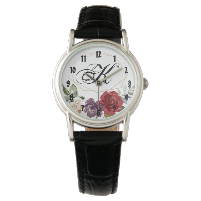 Personalized Wrist Watch White Roses Gold Ge (Front)