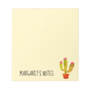 Personalized writing notepads with cute cactus