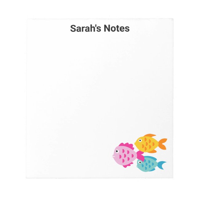 Personalized writing notepads with cute sea fish (Front)