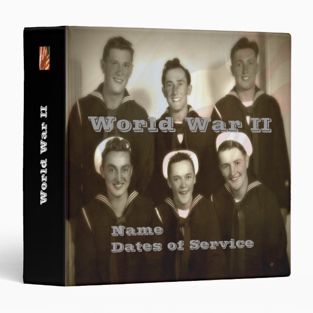 Personalized WWII Navy Veteran Photo Album Binder (Front/Spine)