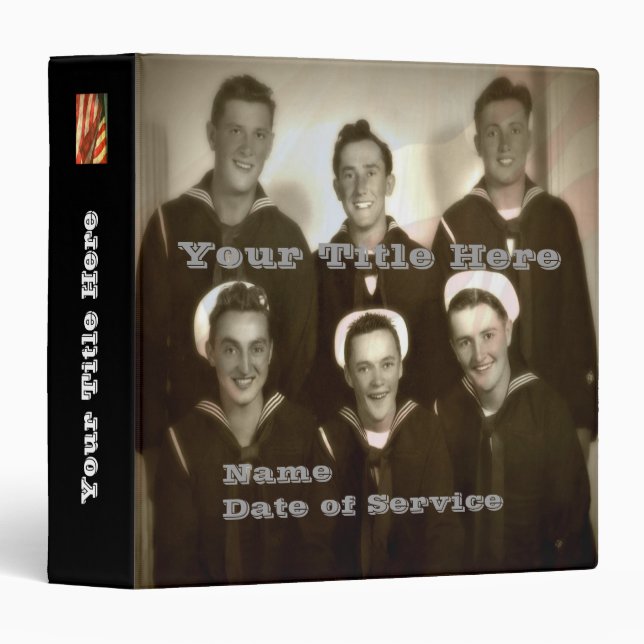 Personalized WWII  Navy Veteran Photo Album Binder (Front/Spine)
